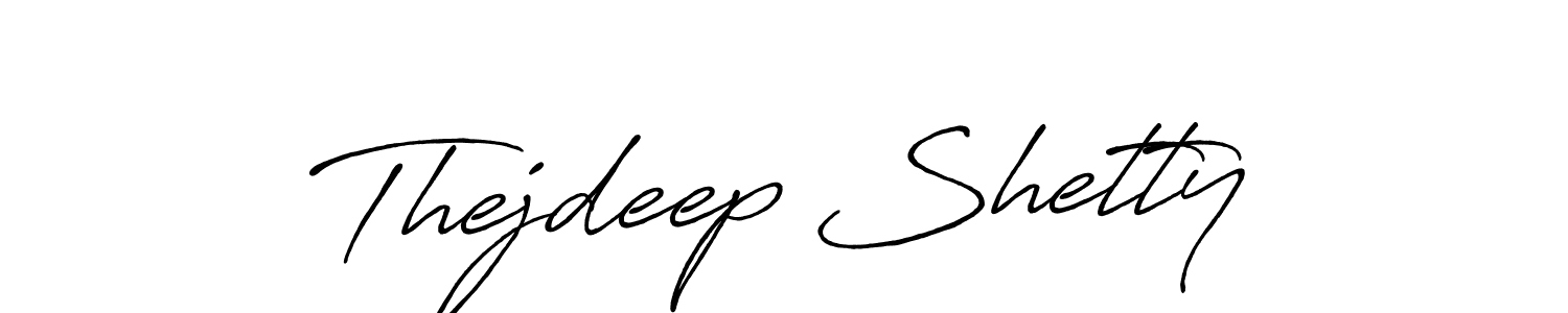 How to make Thejdeep Shetty name signature. Use Antro_Vectra_Bolder style for creating short signs online. This is the latest handwritten sign. Thejdeep Shetty signature style 7 images and pictures png