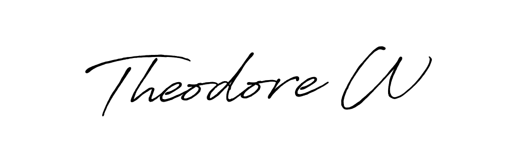 The best way (Antro_Vectra_Bolder) to make a short signature is to pick only two or three words in your name. The name Theodore W include a total of six letters. For converting this name. Theodore W signature style 7 images and pictures png