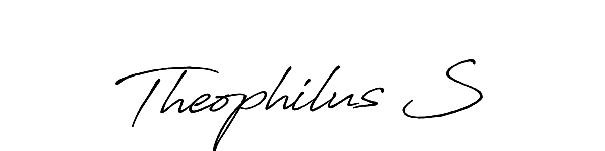 Create a beautiful signature design for name Theophilus S. With this signature (Antro_Vectra_Bolder) fonts, you can make a handwritten signature for free. Theophilus S signature style 7 images and pictures png