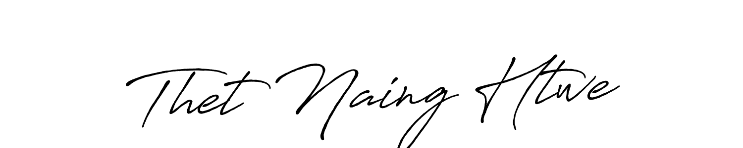 How to make Thet Naing Htwe name signature. Use Antro_Vectra_Bolder style for creating short signs online. This is the latest handwritten sign. Thet Naing Htwe signature style 7 images and pictures png