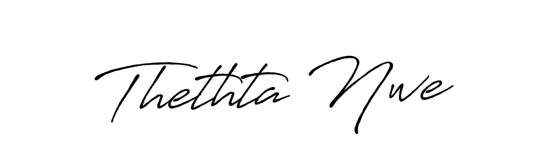 Use a signature maker to create a handwritten signature online. With this signature software, you can design (Antro_Vectra_Bolder) your own signature for name Thethta Nwe. Thethta Nwe signature style 7 images and pictures png