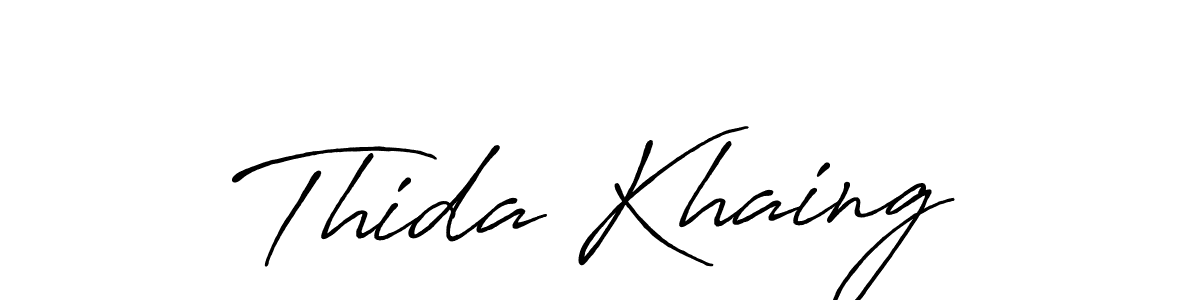 Create a beautiful signature design for name Thida Khaing. With this signature (Antro_Vectra_Bolder) fonts, you can make a handwritten signature for free. Thida Khaing signature style 7 images and pictures png