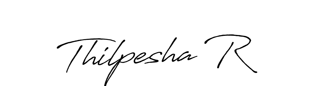 This is the best signature style for the Thilpesha R name. Also you like these signature font (Antro_Vectra_Bolder). Mix name signature. Thilpesha R signature style 7 images and pictures png