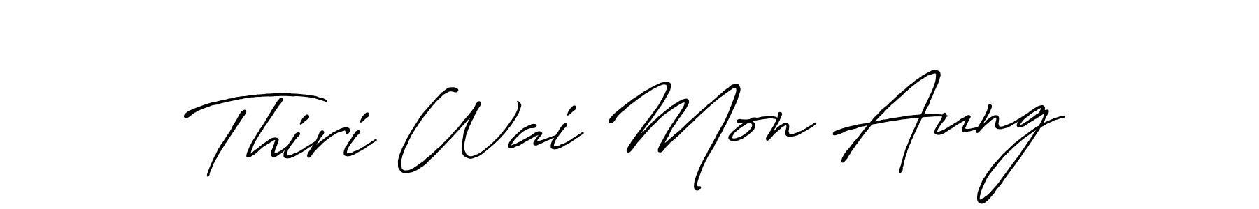 How to make Thiri Wai Mon Aung name signature. Use Antro_Vectra_Bolder style for creating short signs online. This is the latest handwritten sign. Thiri Wai Mon Aung signature style 7 images and pictures png