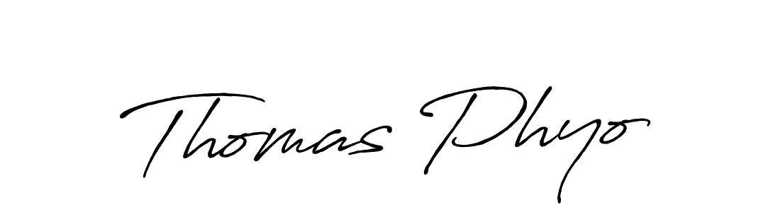 How to make Thomas Phyo signature? Antro_Vectra_Bolder is a professional autograph style. Create handwritten signature for Thomas Phyo name. Thomas Phyo signature style 7 images and pictures png
