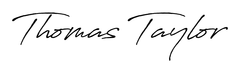 Looking for an artistic signature for Thomas Taylor? The Antro_Vectra_Bolder calligraphy style gives a sophisticated flow suitable for business cards and emails. Thomas Taylor signature style 7 images and pictures png