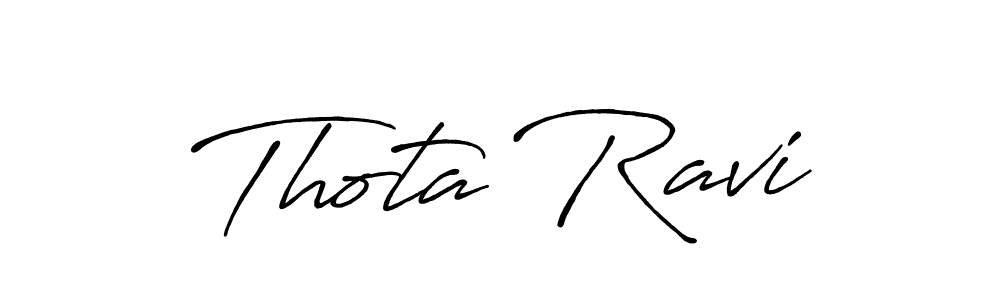 How to make Thota Ravi name signature. Use Antro_Vectra_Bolder style for creating short signs online. This is the latest handwritten sign. Thota Ravi signature style 7 images and pictures png