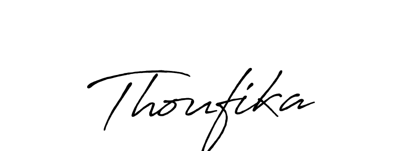 if you are searching for the best signature style for your name Thoufika. so please give up your signature search. here we have designed multiple signature styles  using Antro_Vectra_Bolder. Thoufika signature style 7 images and pictures png