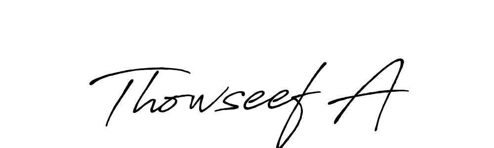 How to make Thowseef A name signature. Use Antro_Vectra_Bolder style for creating short signs online. This is the latest handwritten sign. Thowseef A signature style 7 images and pictures png