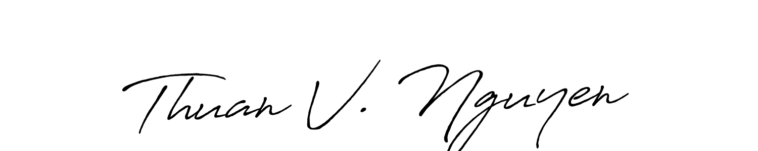 How to make Thuan V. Nguyen name signature. Use Antro_Vectra_Bolder style for creating short signs online. This is the latest handwritten sign. Thuan V. Nguyen signature style 7 images and pictures png