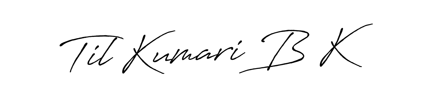 This is the best signature style for the Til Kumari B K name. Also you like these signature font (Antro_Vectra_Bolder). Mix name signature. Til Kumari B K signature style 7 images and pictures png