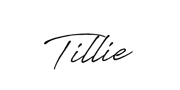 Make a beautiful signature design for name Tillie. With this signature (Antro_Vectra_Bolder) style, you can create a handwritten signature for free. Tillie signature style 7 images and pictures png