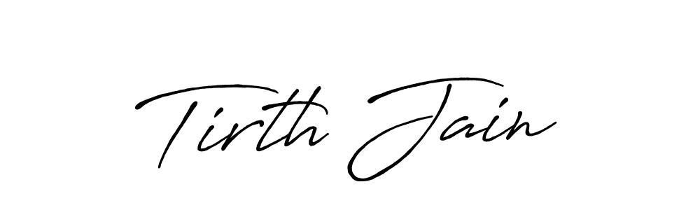 How to make Tirth Jain name signature. Use Antro_Vectra_Bolder style for creating short signs online. This is the latest handwritten sign. Tirth Jain signature style 7 images and pictures png