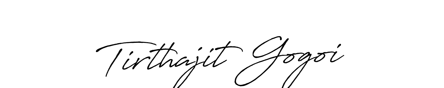 How to make Tirthajit Gogoi name signature. Use Antro_Vectra_Bolder style for creating short signs online. This is the latest handwritten sign. Tirthajit Gogoi signature style 7 images and pictures png