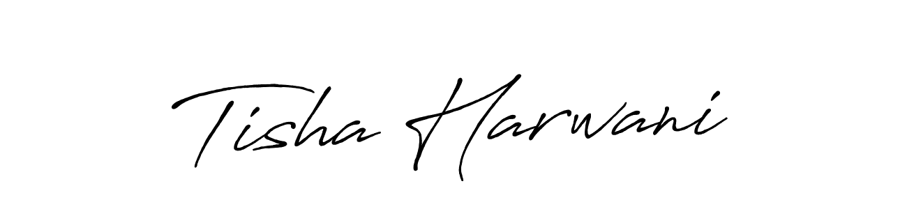 How to make Tisha Harwani name signature. Use Antro_Vectra_Bolder style for creating short signs online. This is the latest handwritten sign. Tisha Harwani signature style 7 images and pictures png