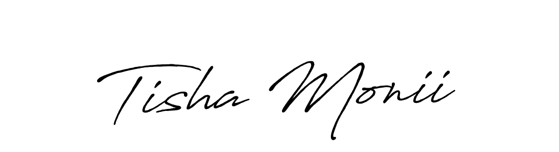 Use a signature maker to create a handwritten signature online. With this signature software, you can design (Antro_Vectra_Bolder) your own signature for name Tisha Monii. Tisha Monii signature style 7 images and pictures png