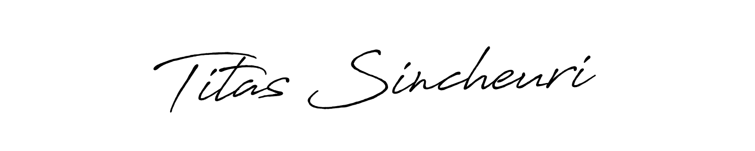 How to make Titas Sincheuri name signature. Use Antro_Vectra_Bolder style for creating short signs online. This is the latest handwritten sign. Titas Sincheuri signature style 7 images and pictures png