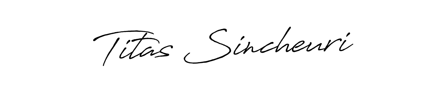 How to make Titas Sincheuri name signature. Use Antro_Vectra_Bolder style for creating short signs online. This is the latest handwritten sign. Titas Sincheuri signature style 7 images and pictures png