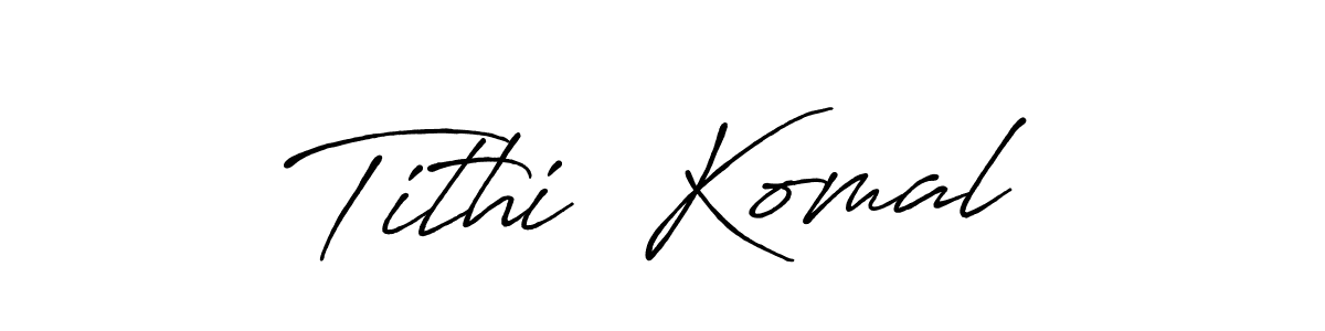 Create a beautiful signature design for name Tithi  Komal. With this signature (Antro_Vectra_Bolder) fonts, you can make a handwritten signature for free. Tithi  Komal signature style 7 images and pictures png