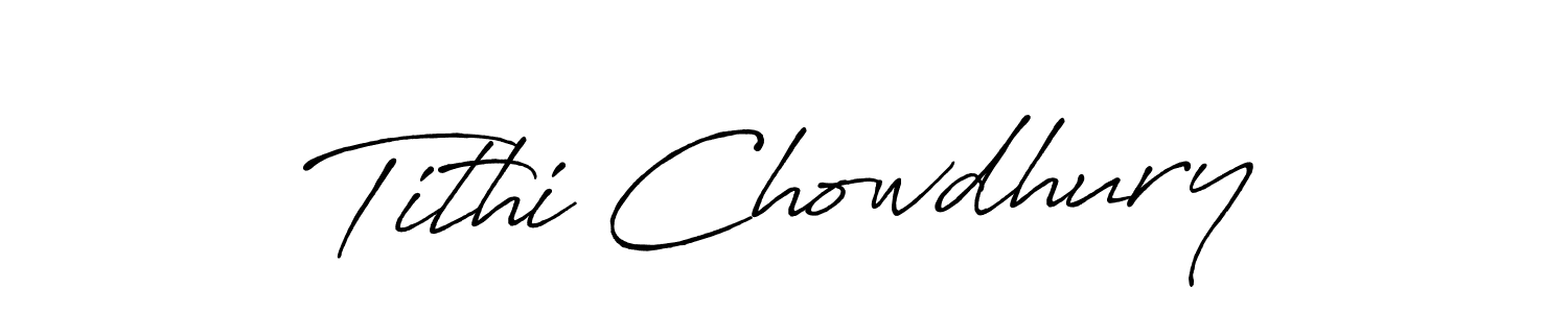 How to make Tithi Chowdhury name signature. Use Antro_Vectra_Bolder style for creating short signs online. This is the latest handwritten sign. Tithi Chowdhury signature style 7 images and pictures png