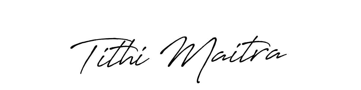 How to make Tithi Maitra name signature. Use Antro_Vectra_Bolder style for creating short signs online. This is the latest handwritten sign. Tithi Maitra signature style 7 images and pictures png