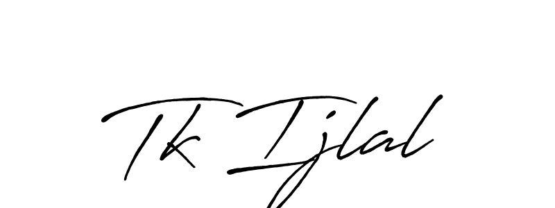 Similarly Antro_Vectra_Bolder is the best handwritten signature design. Signature creator online .You can use it as an online autograph creator for name Tk Ijlal. Tk Ijlal signature style 7 images and pictures png