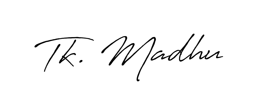 Similarly Antro_Vectra_Bolder is the best handwritten signature design. Signature creator online .You can use it as an online autograph creator for name Tk. Madhu. Tk. Madhu signature style 7 images and pictures png