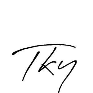 Use a signature maker to create a handwritten signature online. With this signature software, you can design (Antro_Vectra_Bolder) your own signature for name Tky. Tky signature style 7 images and pictures png