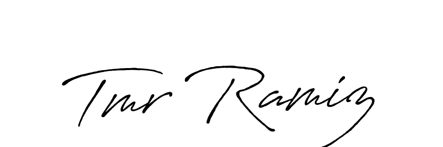 Similarly Antro_Vectra_Bolder is the best handwritten signature design. Signature creator online .You can use it as an online autograph creator for name Tmr Ramiz. Tmr Ramiz signature style 7 images and pictures png