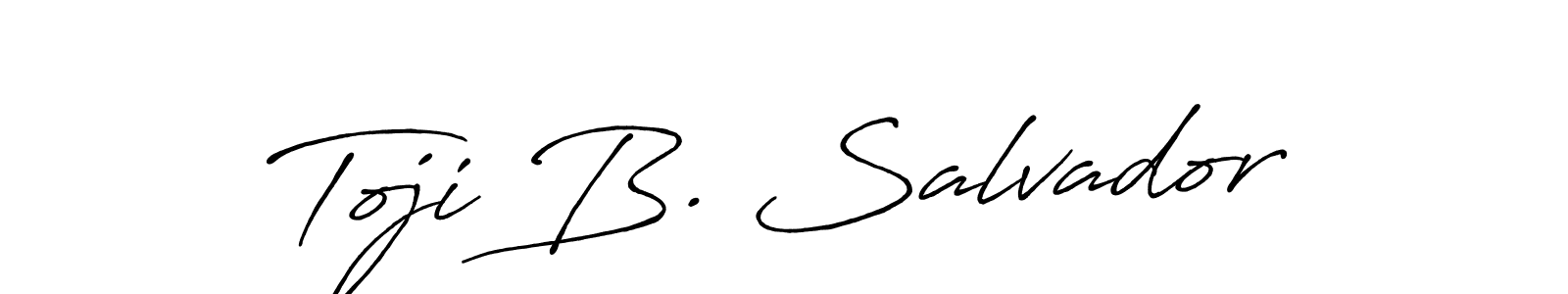 How to make Toji B. Salvador name signature. Use Antro_Vectra_Bolder style for creating short signs online. This is the latest handwritten sign. Toji B. Salvador signature style 7 images and pictures png