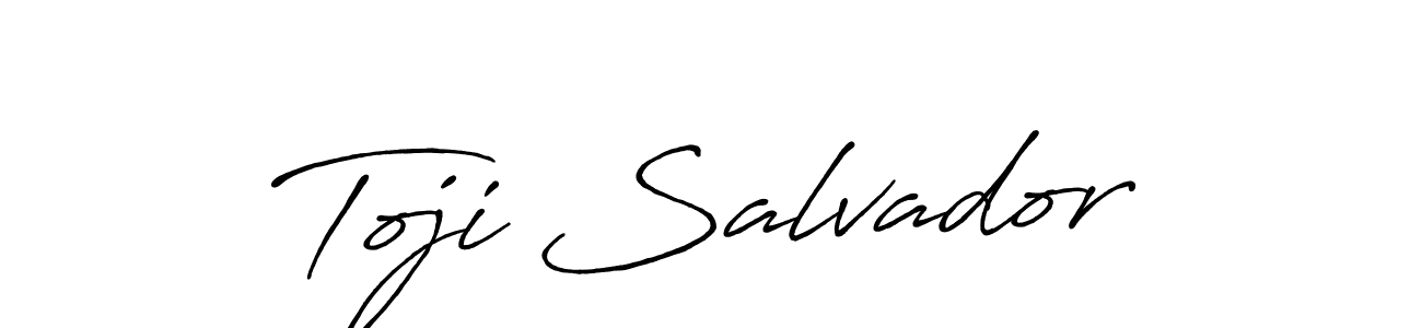 Toji Salvador stylish signature style. Best Handwritten Sign (Antro_Vectra_Bolder) for my name. Handwritten Signature Collection Ideas for my name Toji Salvador. Toji Salvador signature style 7 images and pictures png