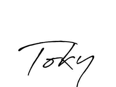 How to make Toky name signature. Use Antro_Vectra_Bolder style for creating short signs online. This is the latest handwritten sign. Toky signature style 7 images and pictures png