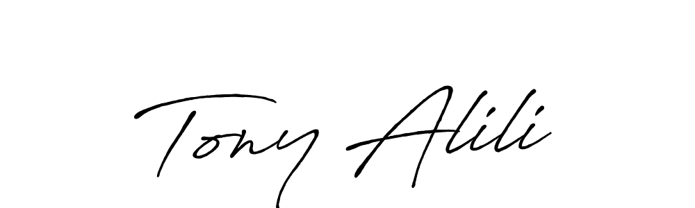 if you are searching for the best signature style for your name Tony Alili. so please give up your signature search. here we have designed multiple signature styles  using Antro_Vectra_Bolder. Tony Alili signature style 7 images and pictures png