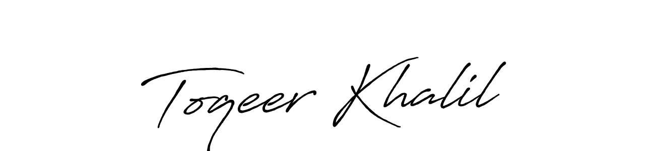 Create a beautiful signature design for name Toqeer Khalil. With this signature (Antro_Vectra_Bolder) fonts, you can make a handwritten signature for free. Toqeer Khalil signature style 7 images and pictures png