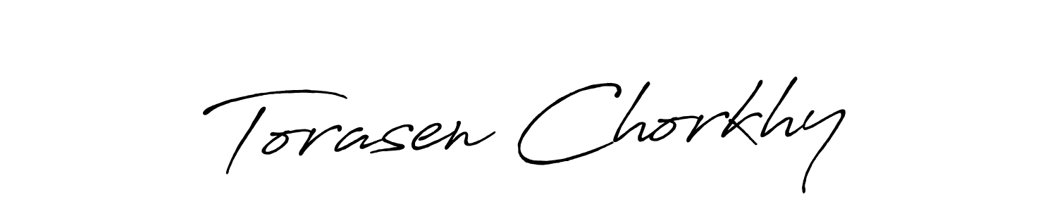 How to make Torasen Chorkhy name signature. Use Antro_Vectra_Bolder style for creating short signs online. This is the latest handwritten sign. Torasen Chorkhy signature style 7 images and pictures png