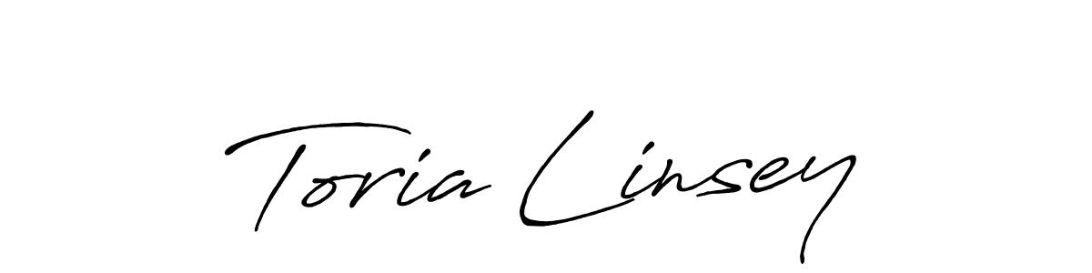 How to make Toria Linsey name signature. Use Antro_Vectra_Bolder style for creating short signs online. This is the latest handwritten sign. Toria Linsey signature style 7 images and pictures png