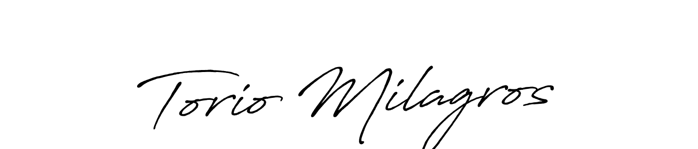 Design your own signature with our free online signature maker. With this signature software, you can create a handwritten (Antro_Vectra_Bolder) signature for name Torio Milagros. Torio Milagros signature style 7 images and pictures png