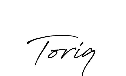 Make a beautiful signature design for name Toriq. With this signature (Antro_Vectra_Bolder) style, you can create a handwritten signature for free. Toriq signature style 7 images and pictures png
