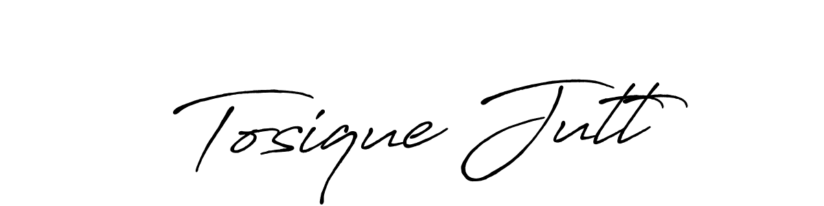 How to make Tosique Jutt name signature. Use Antro_Vectra_Bolder style for creating short signs online. This is the latest handwritten sign. Tosique Jutt signature style 7 images and pictures png