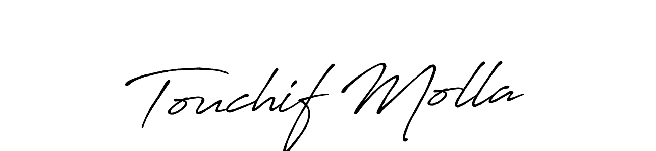 The best way (Antro_Vectra_Bolder) to make a short signature is to pick only two or three words in your name. The name Touchif Molla include a total of six letters. For converting this name. Touchif Molla signature style 7 images and pictures png