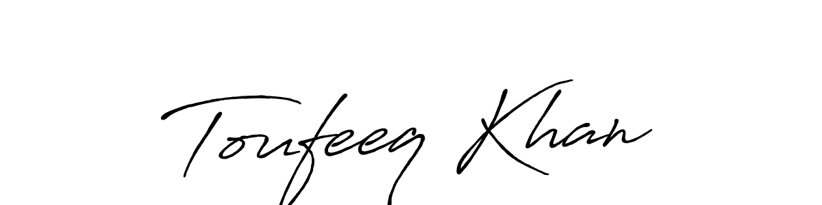 Create a beautiful signature design for name Toufeeq Khan. With this signature (Antro_Vectra_Bolder) fonts, you can make a handwritten signature for free. Toufeeq Khan signature style 7 images and pictures png