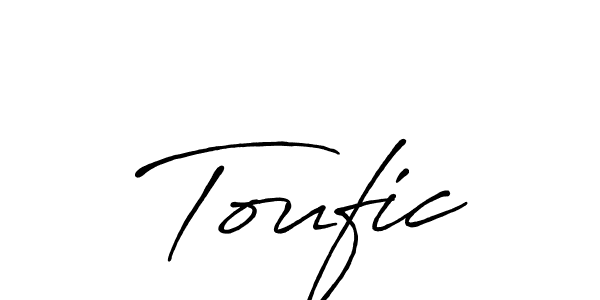 Create a beautiful signature design for name Toufic. With this signature (Antro_Vectra_Bolder) fonts, you can make a handwritten signature for free. Toufic signature style 7 images and pictures png