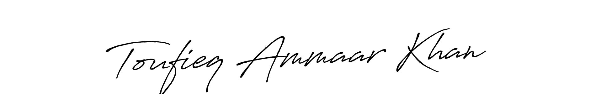 Make a beautiful signature design for name Toufieq Ammaar Khan. With this signature (Antro_Vectra_Bolder) style, you can create a handwritten signature for free. Toufieq Ammaar Khan signature style 7 images and pictures png