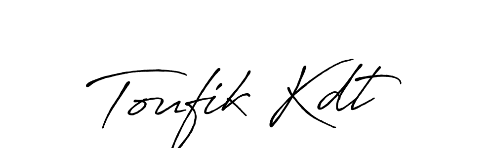 How to make Toufik Kdt name signature. Use Antro_Vectra_Bolder style for creating short signs online. This is the latest handwritten sign. Toufik Kdt signature style 7 images and pictures png