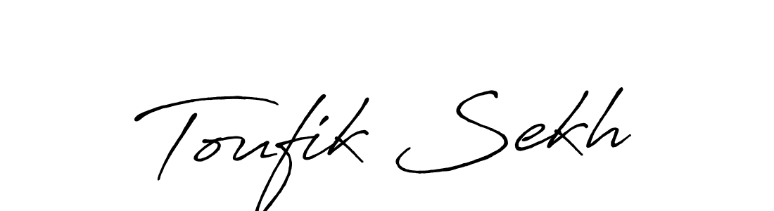Toufik Sekh stylish signature style. Best Handwritten Sign (Antro_Vectra_Bolder) for my name. Handwritten Signature Collection Ideas for my name Toufik Sekh. Toufik Sekh signature style 7 images and pictures png