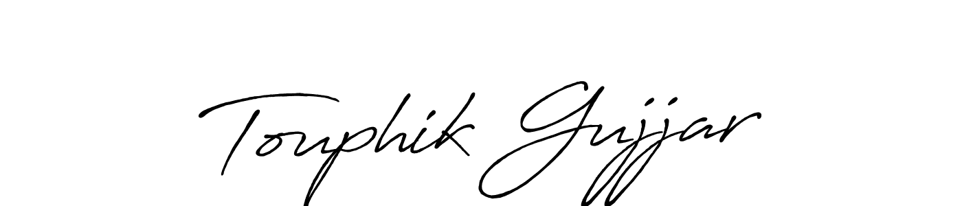 Create a beautiful signature design for name Touphik Gujjar. With this signature (Antro_Vectra_Bolder) fonts, you can make a handwritten signature for free. Touphik Gujjar signature style 7 images and pictures png