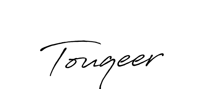 How to make Touqeer name signature. Use Antro_Vectra_Bolder style for creating short signs online. This is the latest handwritten sign. Touqeer signature style 7 images and pictures png