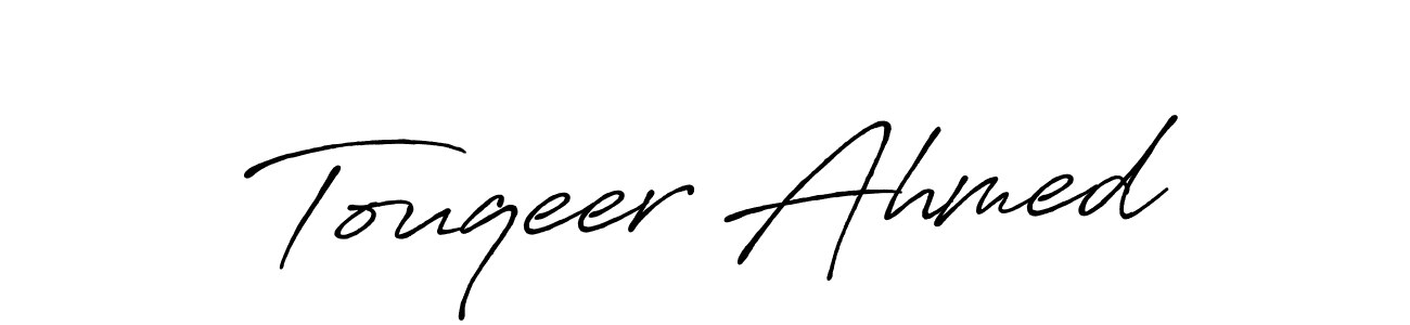 Use a signature maker to create a handwritten signature online. With this signature software, you can design (Antro_Vectra_Bolder) your own signature for name Touqeer Ahmed. Touqeer Ahmed signature style 7 images and pictures png