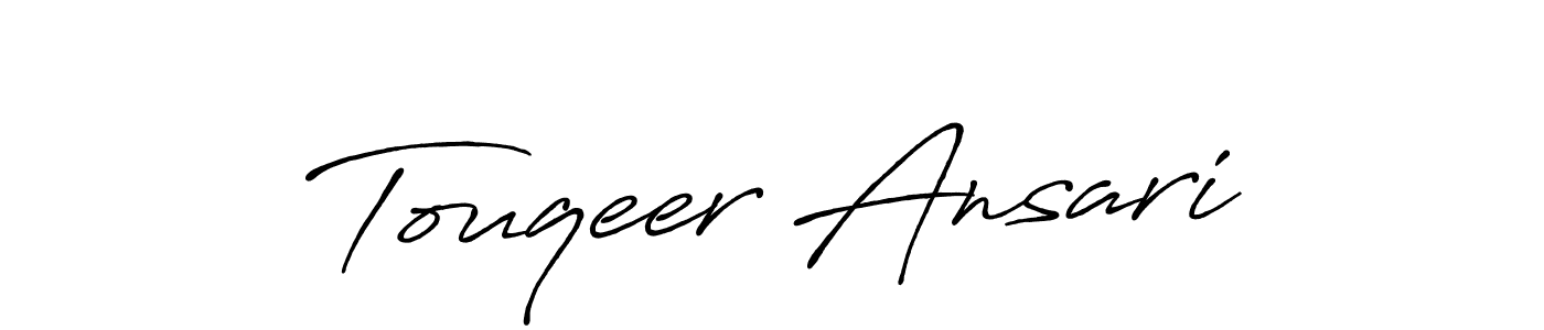 Create a beautiful signature design for name Touqeer Ansari. With this signature (Antro_Vectra_Bolder) fonts, you can make a handwritten signature for free. Touqeer Ansari signature style 7 images and pictures png