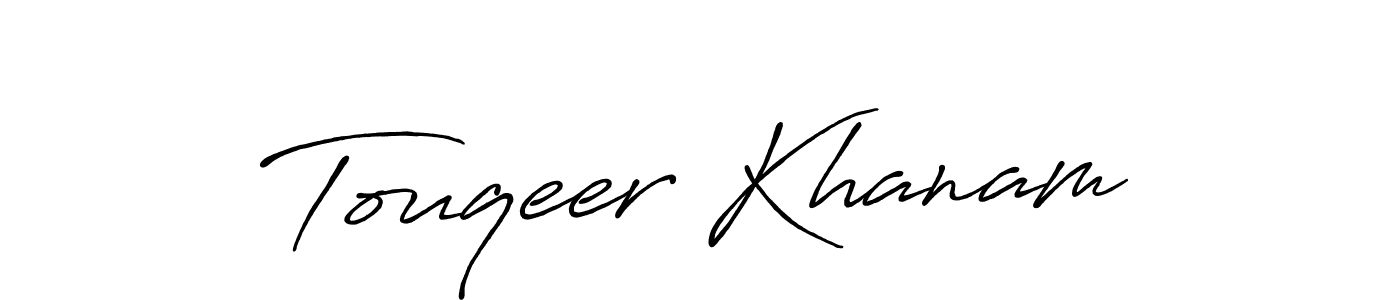 Touqeer Khanam stylish signature style. Best Handwritten Sign (Antro_Vectra_Bolder) for my name. Handwritten Signature Collection Ideas for my name Touqeer Khanam. Touqeer Khanam signature style 7 images and pictures png